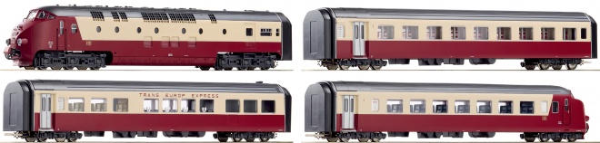 4 Unit Diesel train Ram in TEE livery Digital with Sound<br /><a href='images/pictures/Roco/63118.jpg' target='_blank'>Full size image</a>